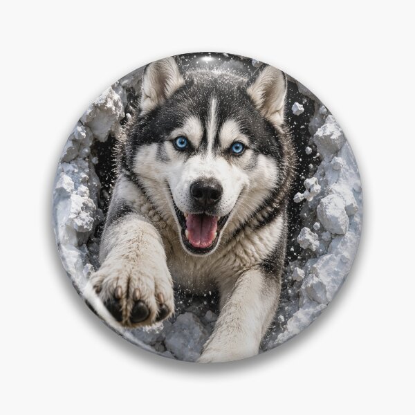 Item preview, Siberian Husky Bursting Through Snow Wall | 3D Winter Dog Illusion | Realistic Husky Gift designed and sold by Golden Era Studio.