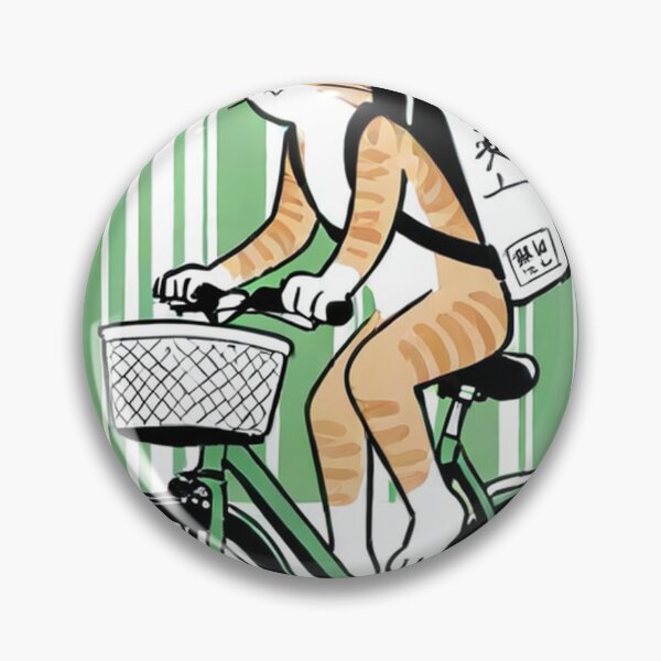 Item preview, Cat - Ramen Delivery Green Bike Striped BG designed and sold by World-Pets.