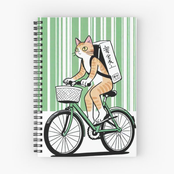 Item preview, Cat - Ramen Delivery Green Bike Striped BG designed and sold by World-Pets.