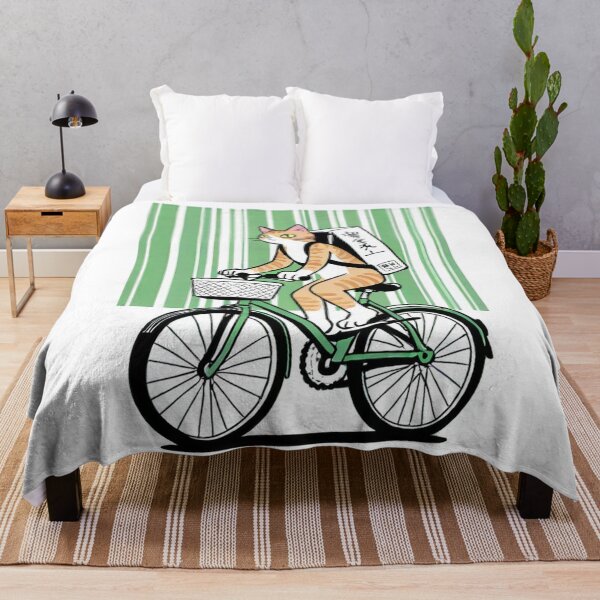 Item preview, Cat - Ramen Delivery Green Bike Striped BG designed and sold by World-Pets.