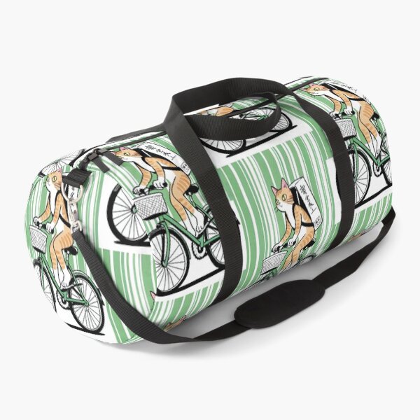 Item preview, Cat - Ramen Delivery Green Bike Striped BG designed and sold by World-Pets.