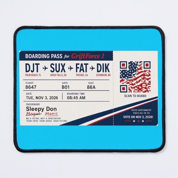 Item preview, ✈️ DJT → SUX → FAT → DIK Boarding Pass - LAST CALL FOR DEMOCRACY COLLECTION ✈️ - Passenger Passenger Sleepy Don - GriftForce 1 Edition designed and sold by WheelieGdArt.
