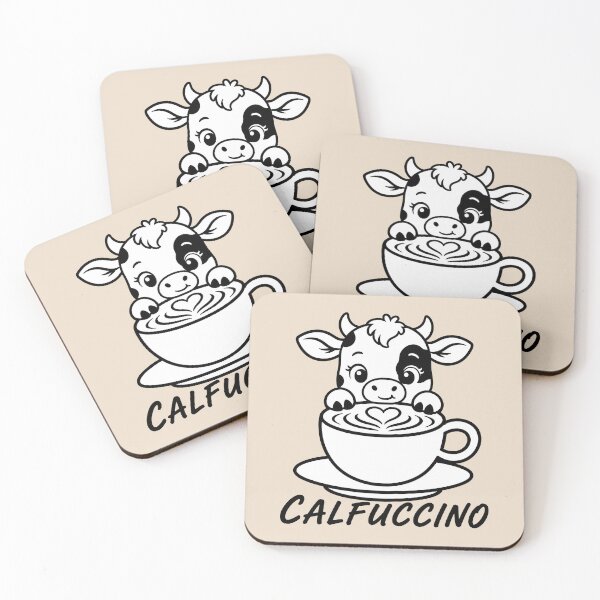 Item preview, ☕ BREWED BEASTIES COLLECTION ☕ - FARM FRIENDS - Calfuccino designed and sold by WheelieGdArt.
