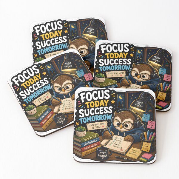 Item preview, Study Owl Sticker | Focus Today Success Tomorrow | Cute Productivity Owl | Student Motivation Laptop Sticker designed and sold by GenZStickerHub1.
