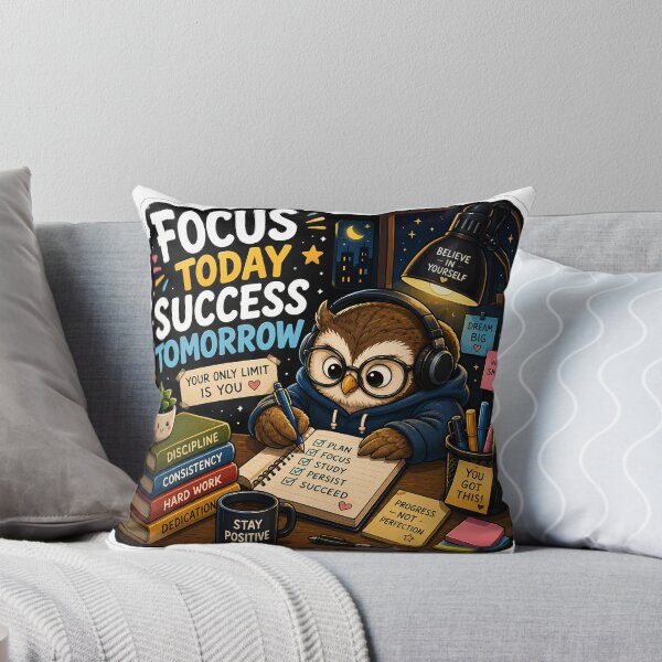 Item preview, Study Owl Sticker | Focus Today Success Tomorrow | Cute Productivity Owl | Student Motivation Laptop Sticker designed and sold by GenZStickerHub1.