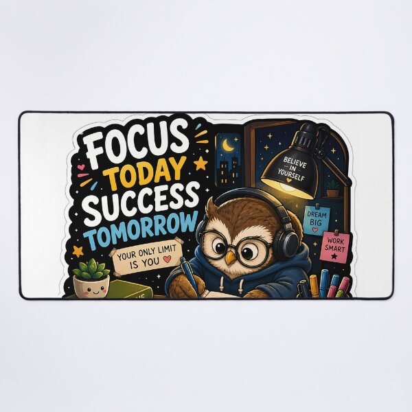 Item preview, Study Owl Sticker | Focus Today Success Tomorrow | Cute Productivity Owl | Student Motivation Laptop Sticker designed and sold by GenZStickerHub1.