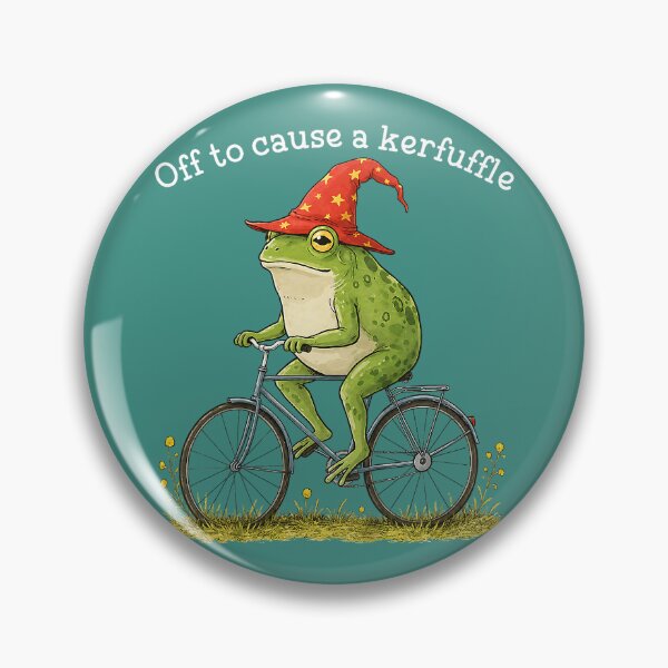 Item preview, Off to Cause A Krefuffle Funny Meme Frog Riding A Bicycle designed and sold by ArleneRowe.