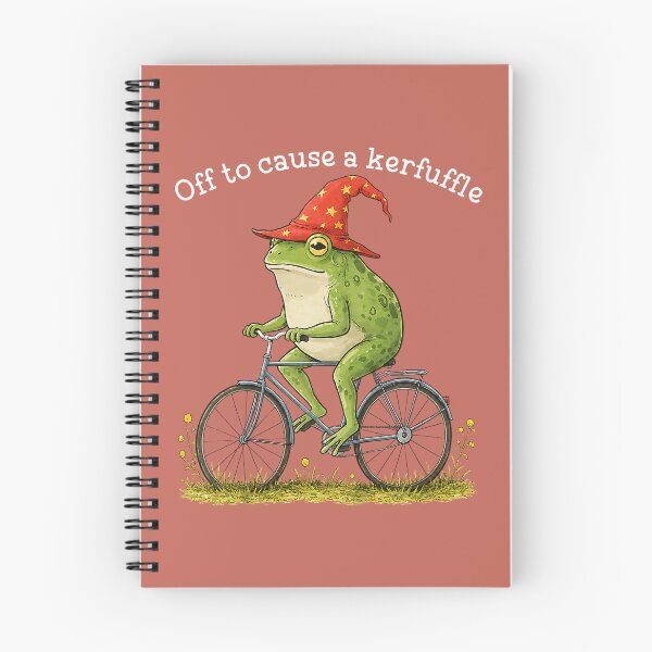Item preview, Off to Cause A Krefuffle Funny Meme Frog Riding A Bicycle designed and sold by ArleneRowe.