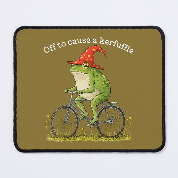 Item preview, Off to Cause A Krefuffle Funny Meme Frog Riding A Bicycle designed and sold by ArleneRowe.