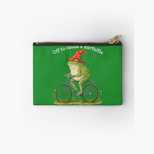 Item preview, Off to Cause A Krefuffle Funny Meme Frog Riding A Bicycle designed and sold by ArleneRowe.