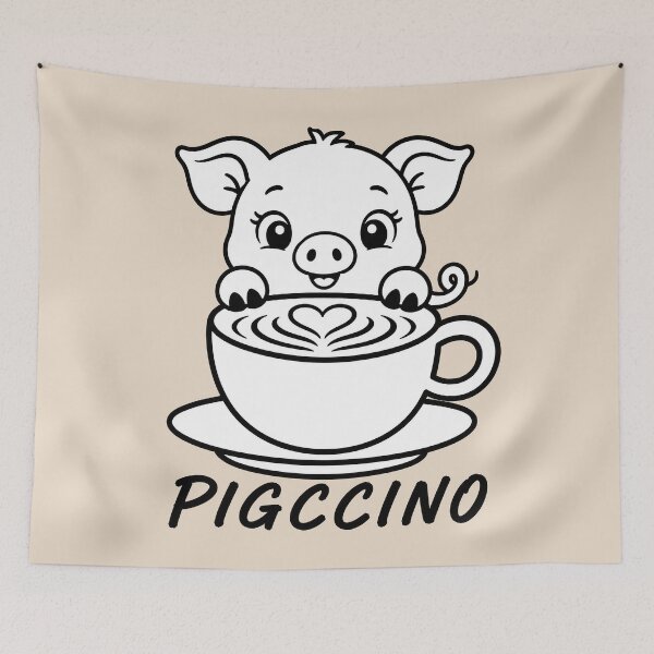 Item preview, ☕ BREWED BEASTIES COLLECTION ☕ - FARM FRIENDS - Pigccino  designed and sold by WheelieGdArt.