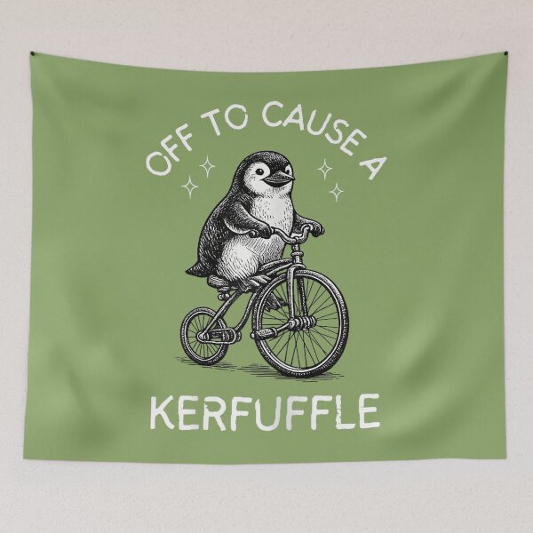Item preview, Penguin Off to Cause A Kerfuffle Funny Humor Men Women designed and sold by ArleneRowe.