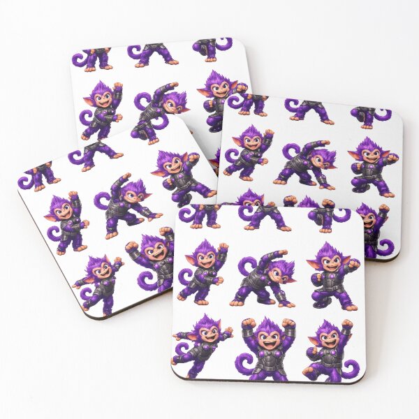 Item preview, Purple-armoured imp in dynamic poses designed and sold by Purpletoys.
