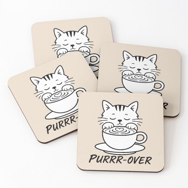 Item preview, ☕ BREWED BEASTIES COLLECTION ☕ - PET PALS - Purrr-over - sleepy cat designed and sold by WheelieGdArt.
