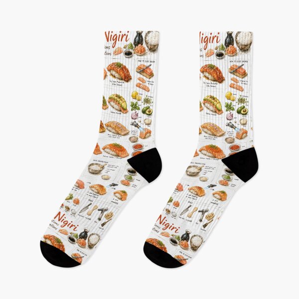 Item preview, Different Salmon Nigiri Variety Recipe Shirt – Hand-Drawn Japanese Cooking Diagram Tee, Minimalist Food Illustration designed and sold by fishnsteve.
