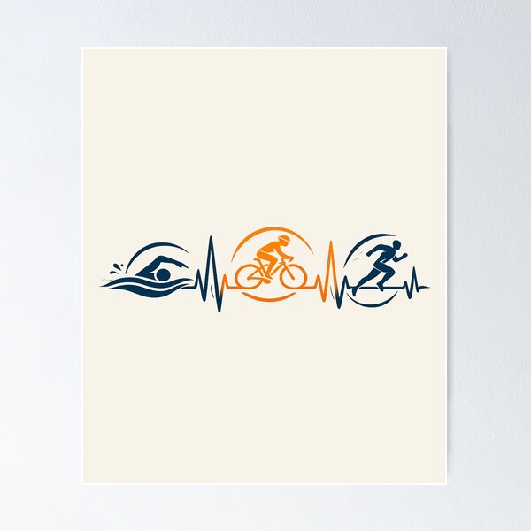 Item preview, Triathlon Heartbeat Swim Bike Run Gift designed and sold by Corvoria.