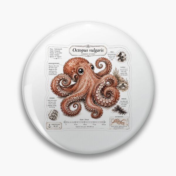 Artikelvorschau, Niedlicher Vintage-Oktopus-Aufkleber – Wissenschaftliche Kopffüßer-Tafel entworfen und verkauft von PND7777.