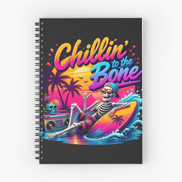 Item preview, Funny Surfing Skeleton Retro Sunset - Chillin' To The Bone designed and sold by legendaryskins.