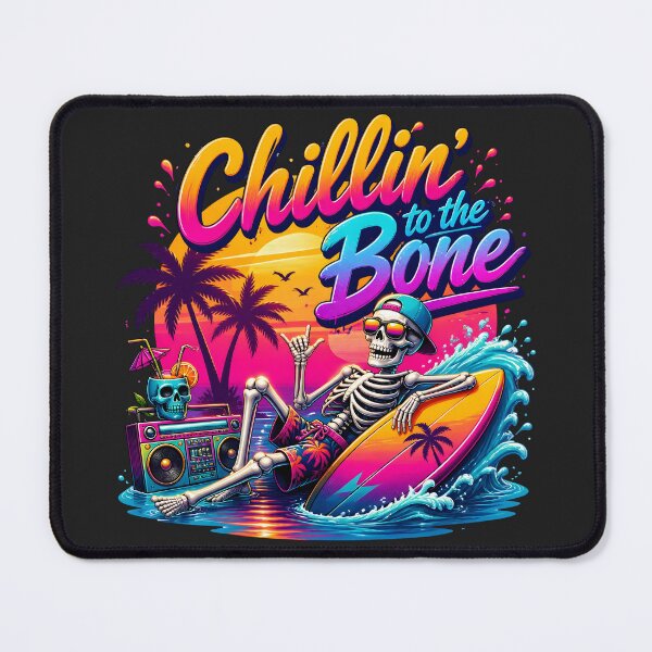 Item preview, Funny Surfing Skeleton Retro Sunset - Chillin' To The Bone designed and sold by legendaryskins.