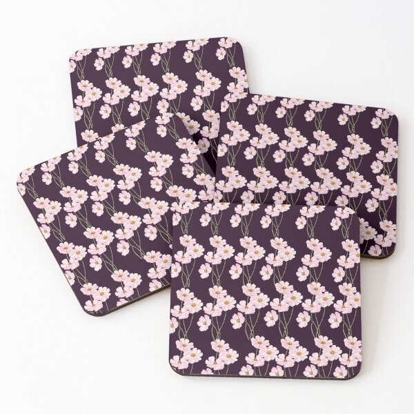 Item preview, Pastel Pink Floral Pattern on Deep Plum Purple designed and sold by ​Jyoti Digital Artist.