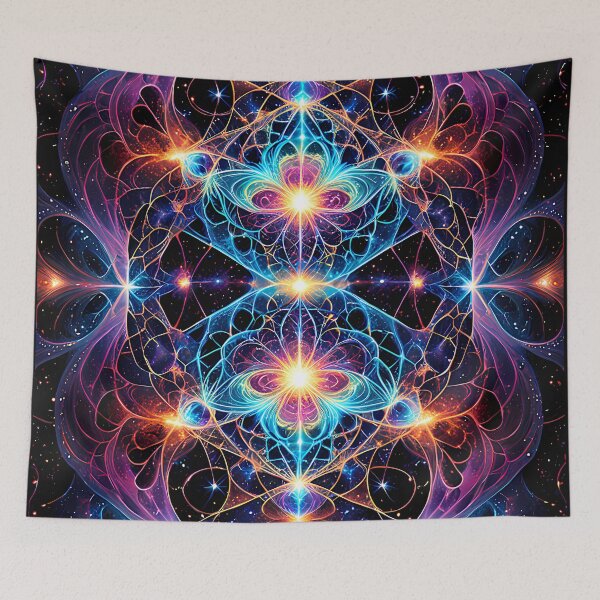 Item preview, Neon Fractal Cosmic Mandala Symmetry designed and sold by CuteSlothWorld.