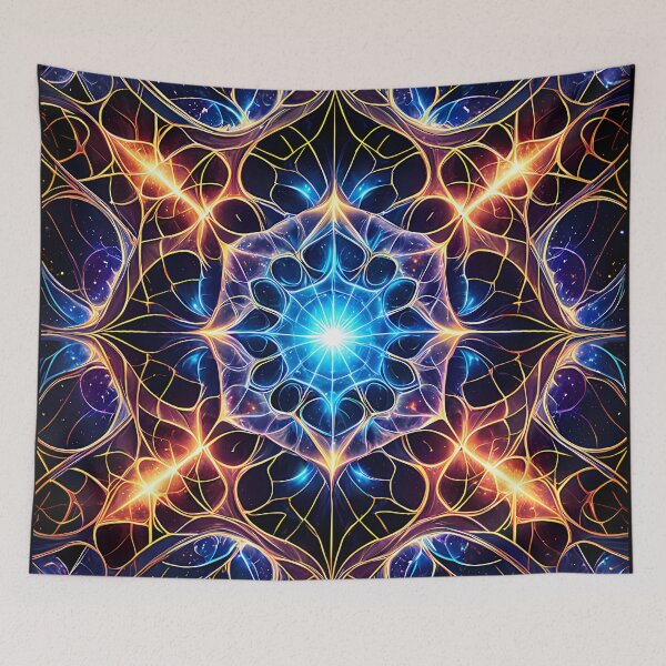 Item preview, Neon Sacred Geometry Cosmic Mandala Art designed and sold by CuteSlothWorld.