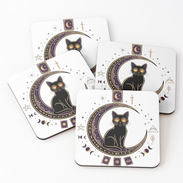 Item preview, Mystical Black Cat Lunar Tarot Card designed and sold by CatstheticShop1.