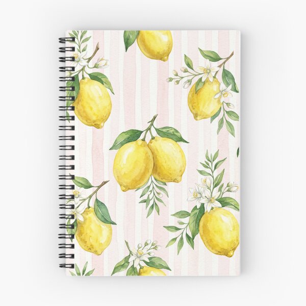 Item preview, Watercolor Lemon Pink Stripe Pattern | Romantic Cottagecore Citrus Floral Seamless Design designed and sold by Shivi-designs.