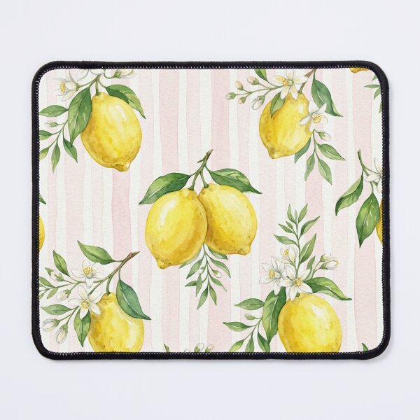 Item preview, Watercolor Lemon Pink Stripe Pattern | Romantic Cottagecore Citrus Floral Seamless Design designed and sold by Shivi-designs.