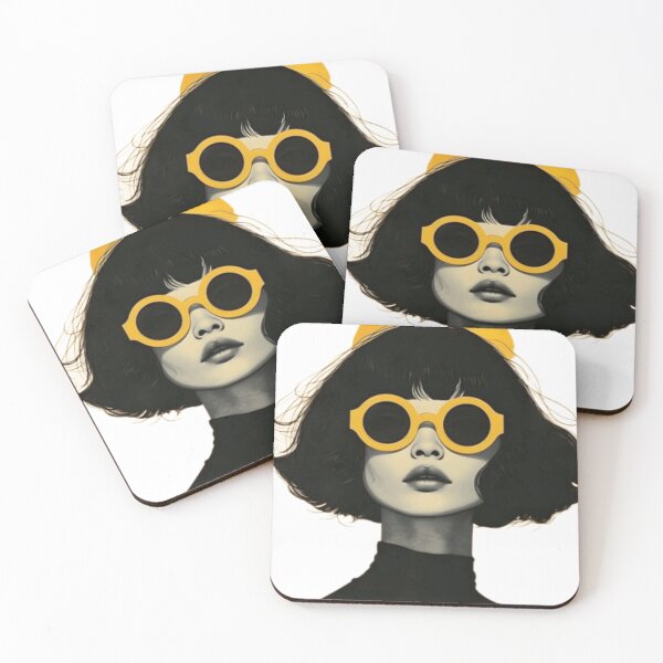 Item preview, Modern Muse Portrait  Yellow Editorial Fashion Illustration designed and sold by EatPrayLive.