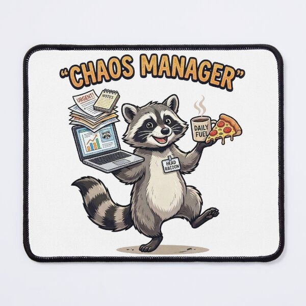 Item preview, Chaos Manager Funny Raccoon Office Humor Work Meme Design designed and sold by PlumArtDesign.