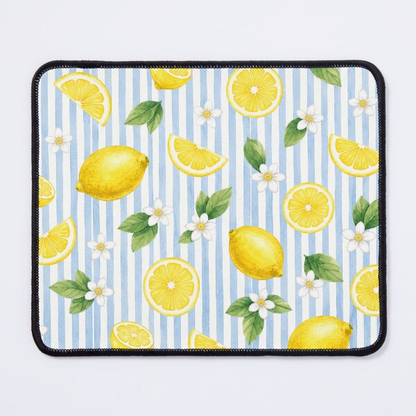 Item preview, Watercolor Lemon Stripe Pattern | Amalfi Coast Citrus Seamless Blue Coastal Summer Print designed and sold by Shivi-designs.