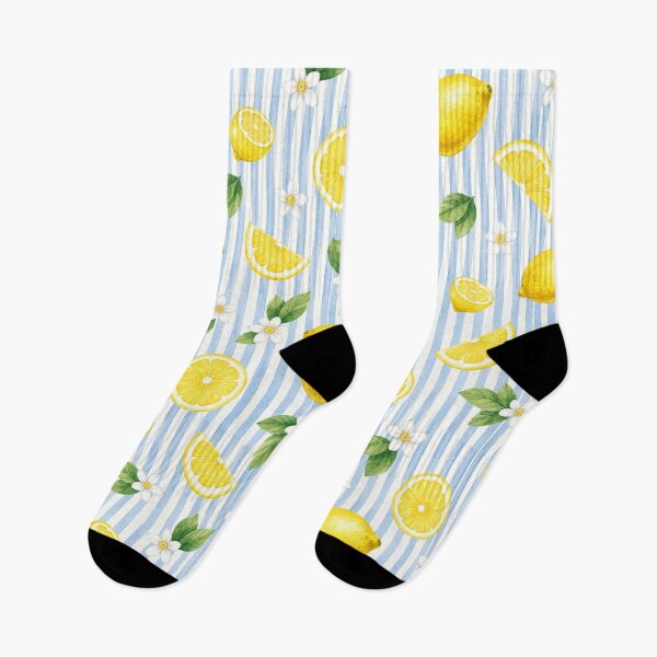 Item preview, Watercolor Lemon Stripe Pattern | Amalfi Coast Citrus Seamless Blue Coastal Summer Print designed and sold by Shivi-designs.