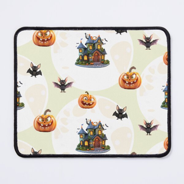 Item preview, Halloween festive elements seamless pattern with houses and pumpkins. designed and sold by ingapv.