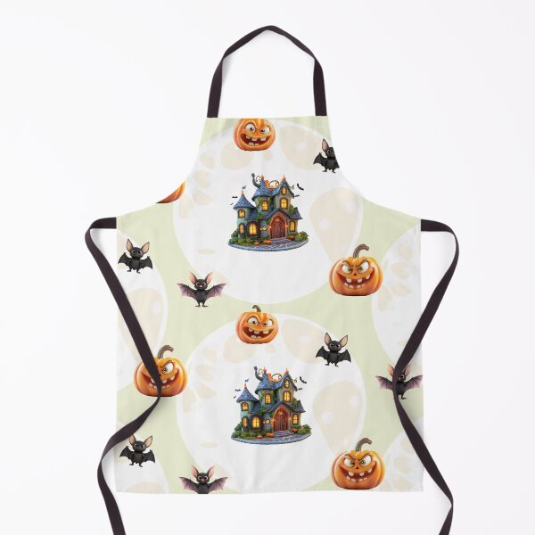Item preview, Halloween festive elements seamless pattern with houses and pumpkins. designed and sold by ingapv.