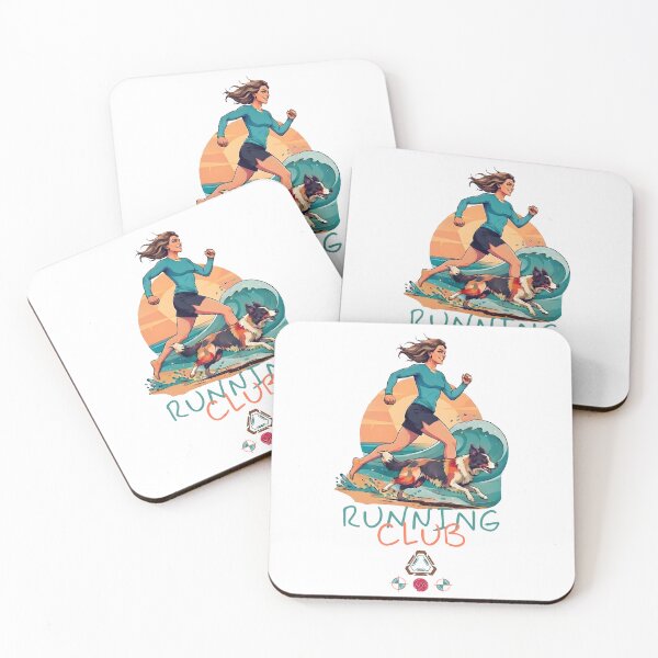 Item preview, Run Club: Sunset Beach Jog with Border Collie designed and sold by Whimsy Trail Co.