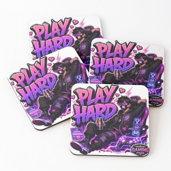 Item preview, PLAY HARD Gaming Sticker – Neon Gamer Streetwear Graphic Design designed and sold by Stylestickers55.