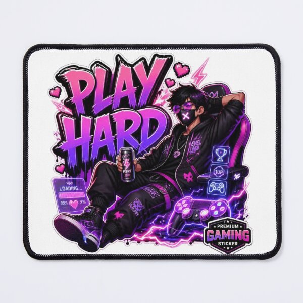 Item preview, PLAY HARD Gaming Sticker – Neon Gamer Streetwear Graphic Design designed and sold by Stylestickers55.