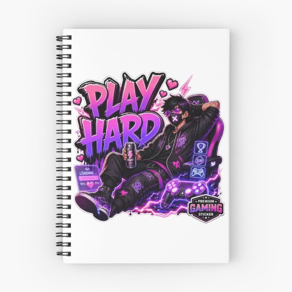 Item preview, PLAY HARD Gaming Sticker – Neon Gamer Streetwear Graphic Design designed and sold by Stylestickers55.