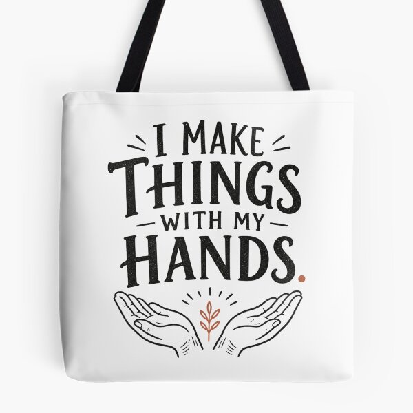Item preview, I Make Things With My Hands Retro Hand Lettered Quote Craft Lover Design designed and sold by The Junto Shop.