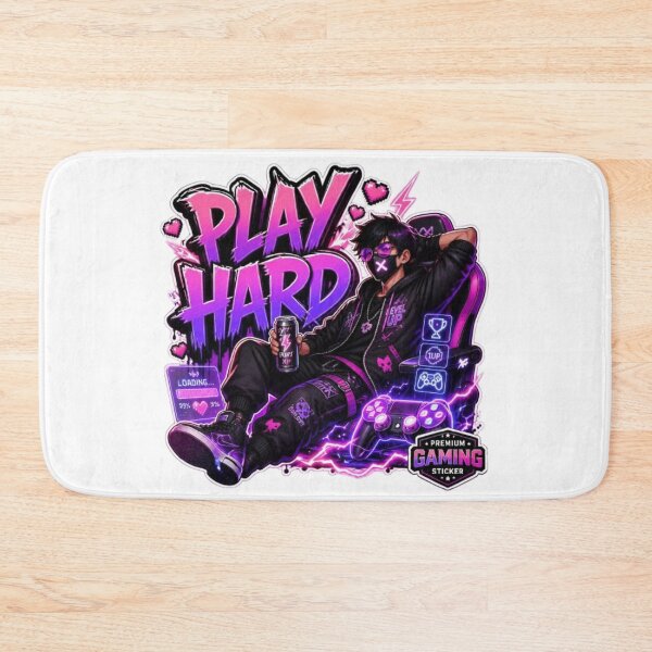 Item preview, PLAY HARD Gaming Sticker – Neon Gamer Streetwear Graphic Design designed and sold by Stylestickers55.