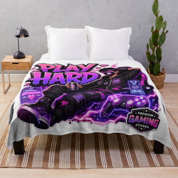 Item preview, PLAY HARD Gaming Sticker – Neon Gamer Streetwear Graphic Design designed and sold by Stylestickers55.