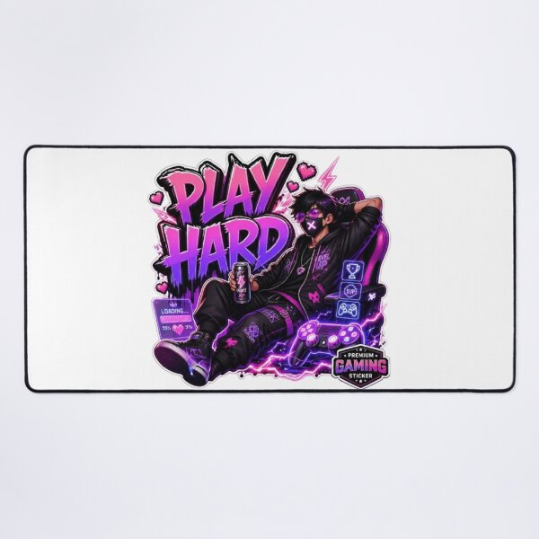 Item preview, PLAY HARD Gaming Sticker – Neon Gamer Streetwear Graphic Design designed and sold by Stylestickers55.