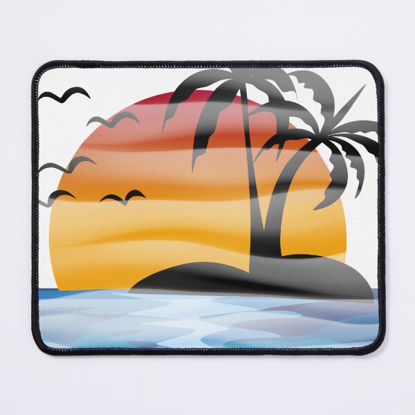 Item preview, Tropical Island and Turquoise Beach Sunset Graphic designed and sold by EcilStudio.