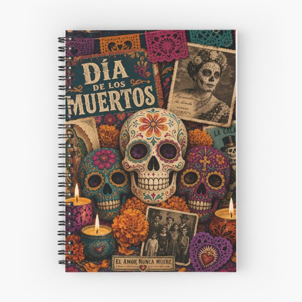 Item preview, Vibrant Día de los Muertos Sugar Skull Collage | Marigolds & Candlelight Folk Art designed and sold by Jandedan.