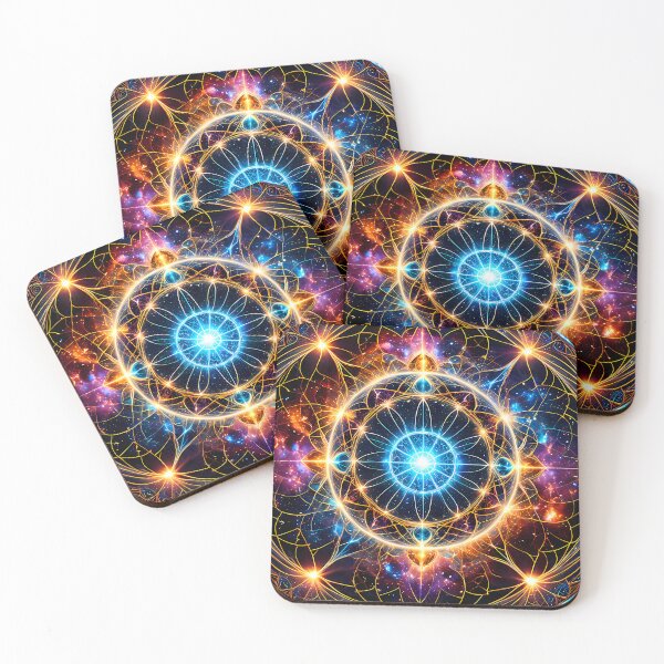 Item preview, Futuristic Electric Glow Mandala Neon Portal Wide designed and sold by CuteSlothWorld.