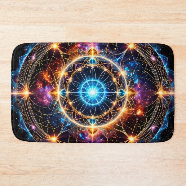 Item preview, Futuristic Electric Glow Mandala Neon Portal Wide designed and sold by CuteSlothWorld.