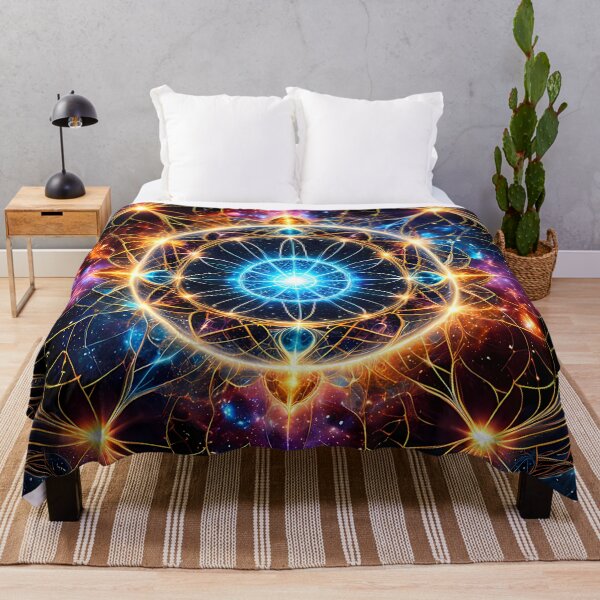 Item preview, Futuristic Electric Glow Mandala Neon Portal Wide designed and sold by CuteSlothWorld.