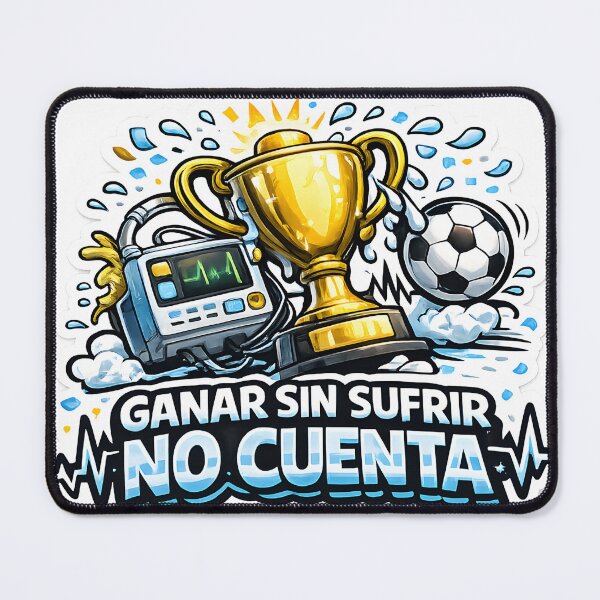 Item preview, Ganar Sin Sufrir No Cuenta – Argentine Football Humor Sticker designed and sold by KawaiiOrbit.