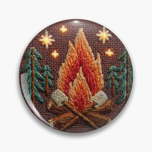 Item preview, Embroidered badge showing fire and trees with axes in a detailed design designed and sold by CreativeLarysa.